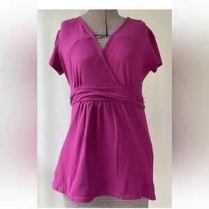 Ann Taylor V-Neck Short Sleeve Babydoll Top Size Medium
